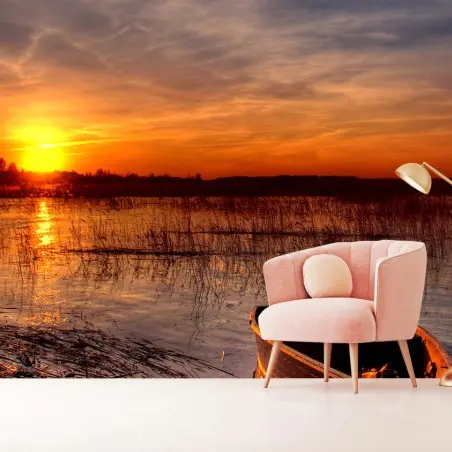 Papier peint coucher de soleil au bord du lac – Wallnifity®