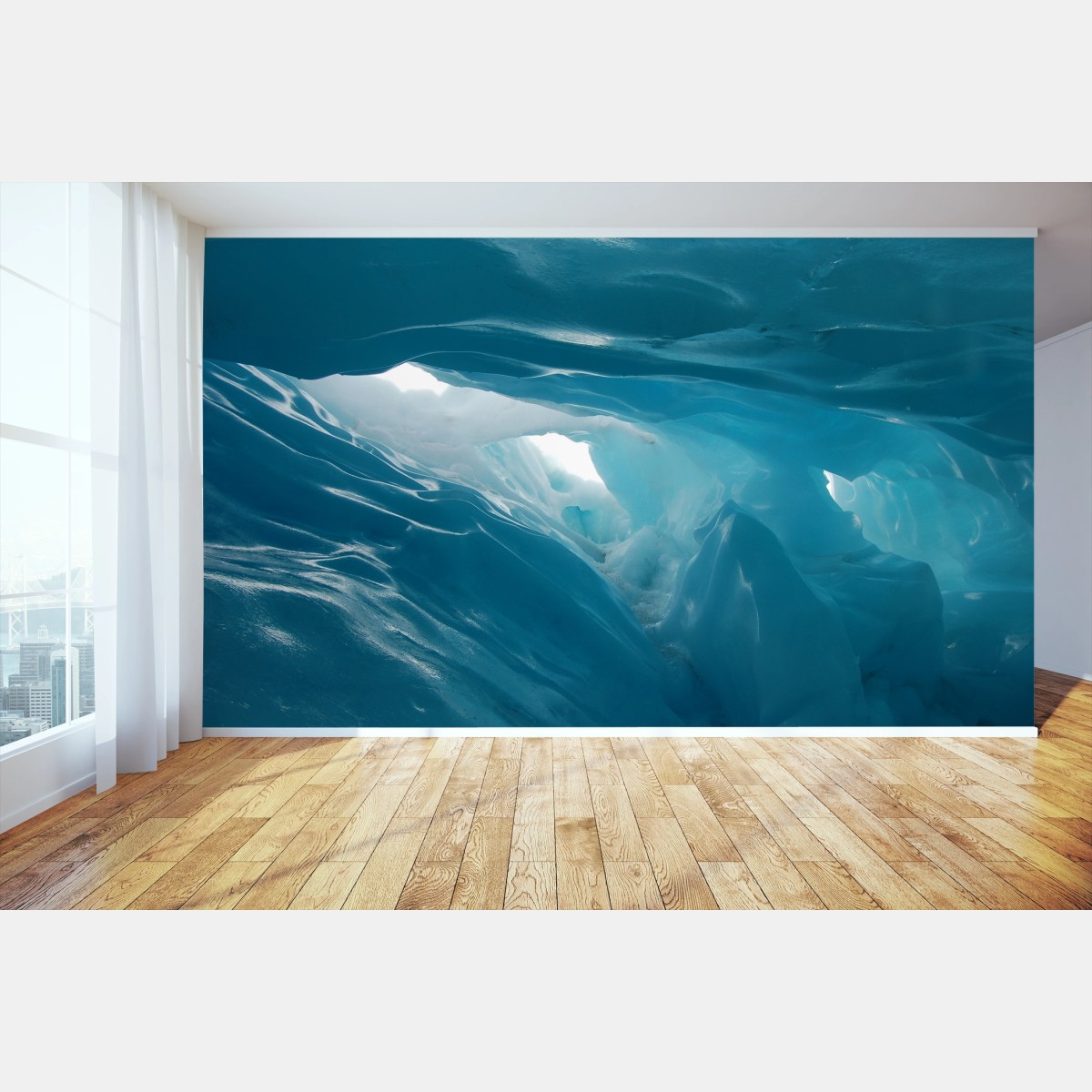 Papier peint grotte de glace bleue lumineuse – Wallnifity®