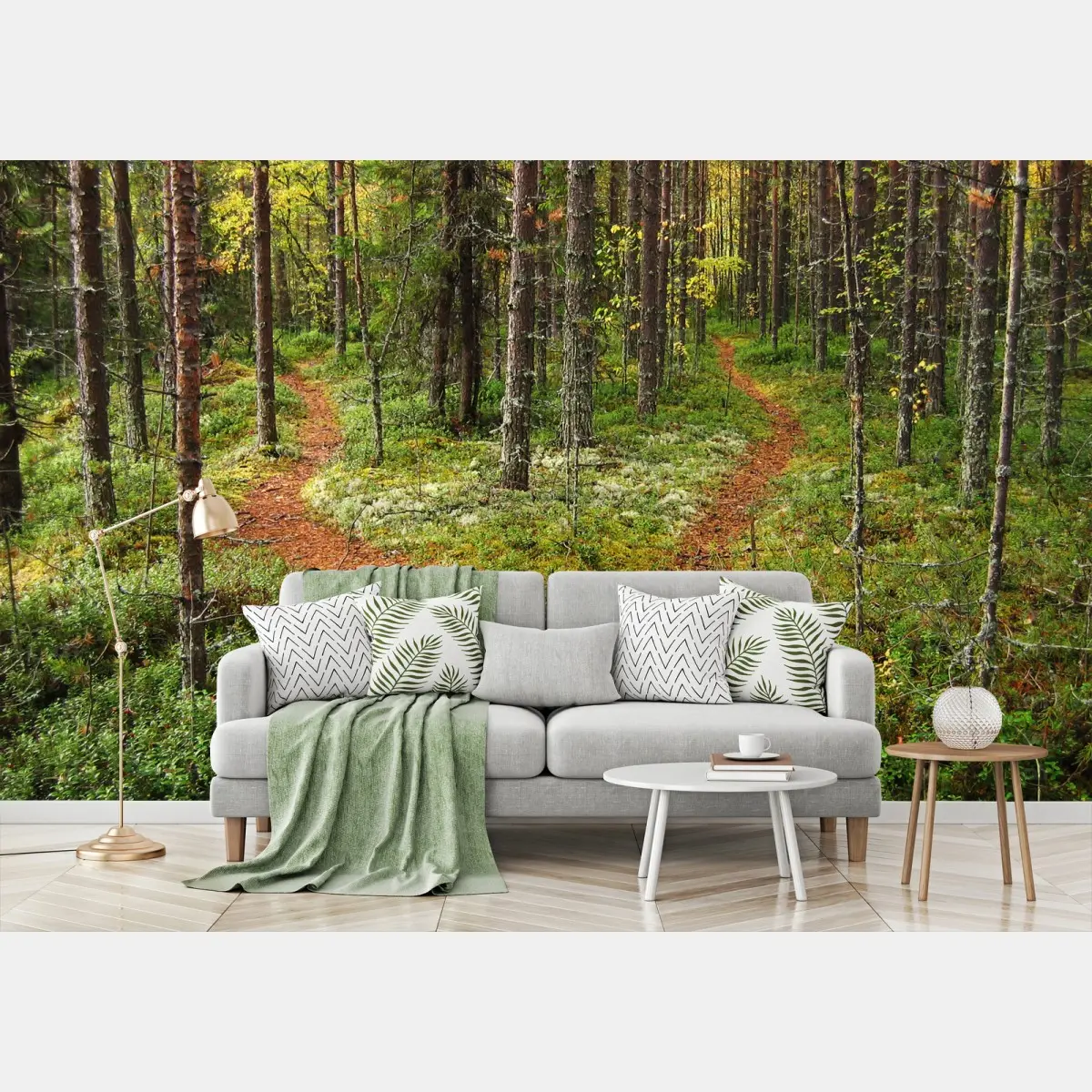 Papier peint chemin forestier en bifurcation – Wallnifity®