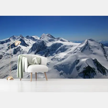 Papier peint cimes enneigées sous un ciel bleu – Wallnifity®