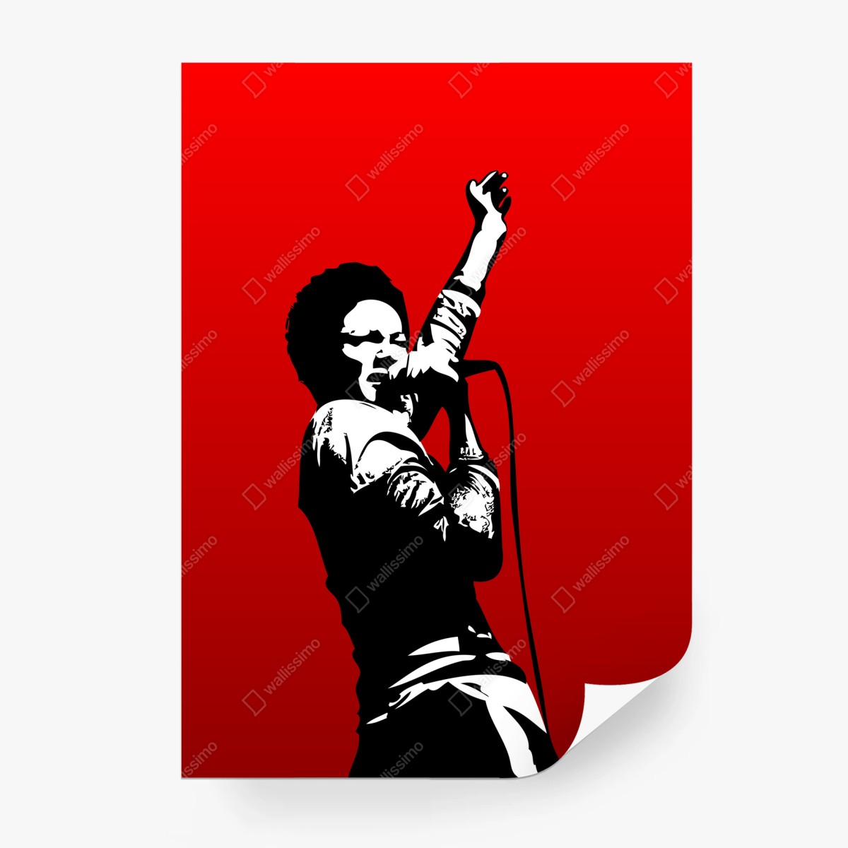 Papier peint icône de chanteur en silhouette sur fond rouge – Wallnifity®