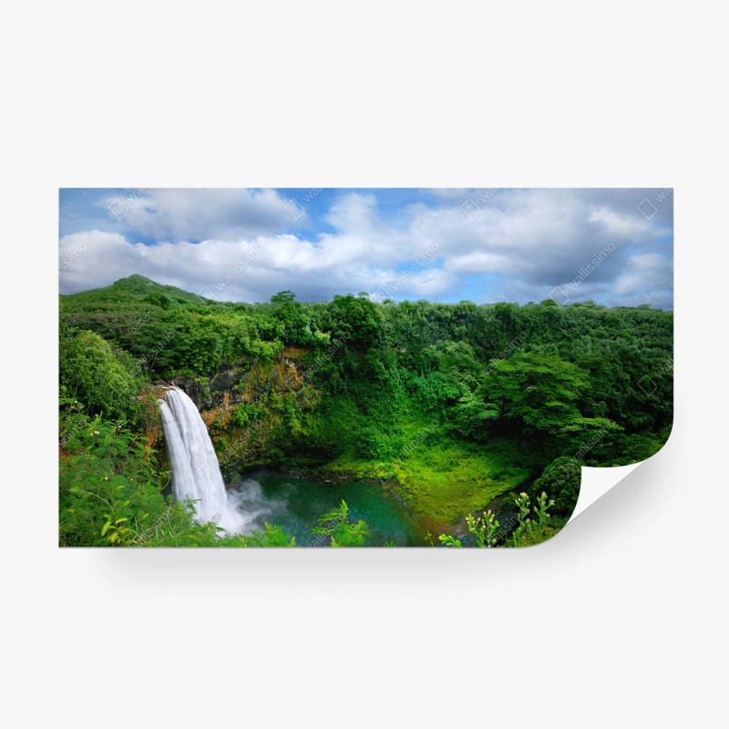 Papier peint cascade tropicale d'Hawaï au cœur de verdure – Wallnifity® Papier peint cascade tropicale d'Hawaï au cœur de verdure – Wallnifity®
