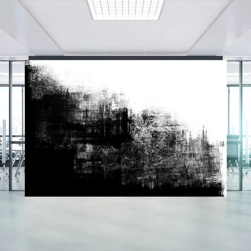 Papier peint composition abstraite grunge noir et blanc texturée – Wallnifity®