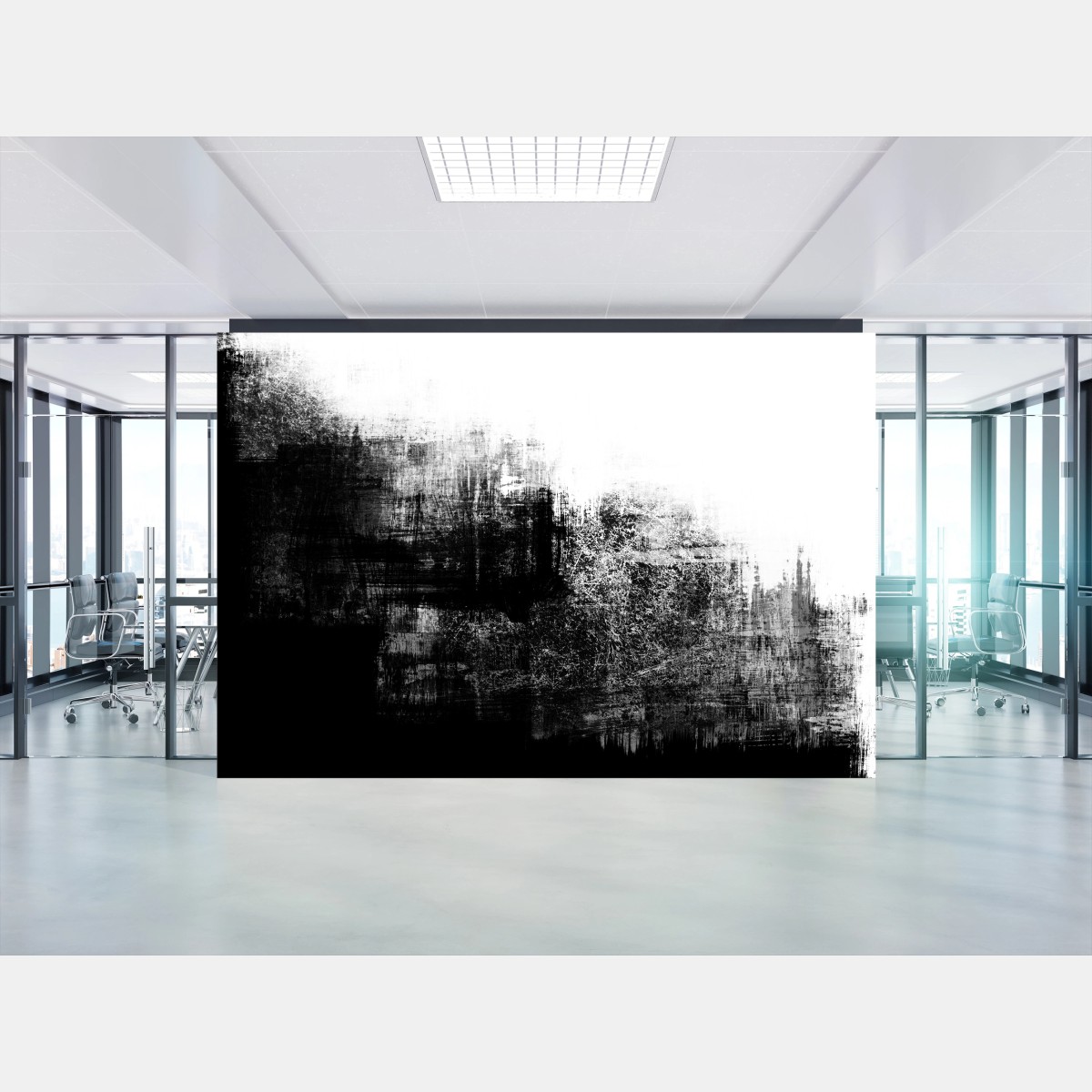 Papier peint composition abstraite grunge noir et blanc texturée – Wallnifity®