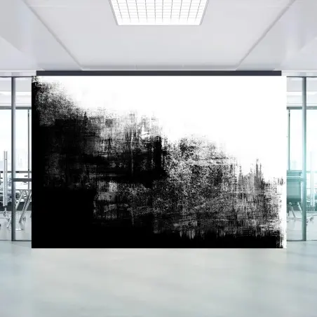 Papier peint composition abstraite grunge noir et blanc texturée – Wallnifity®