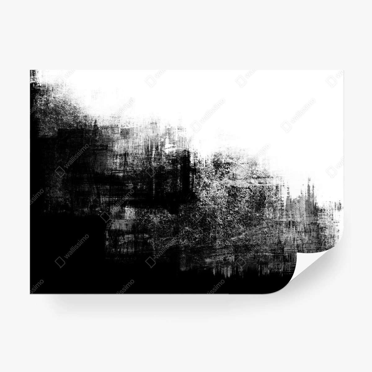 Papier peint composition abstraite grunge noir et blanc texturée – Wallnifity®