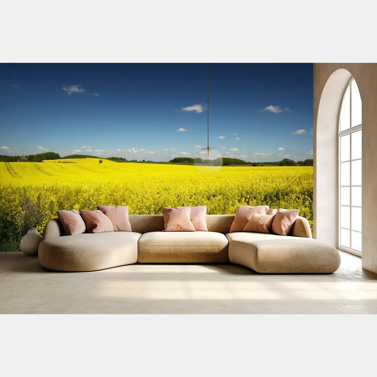 Papier peint champ de colza sous ciel bleu – Wallnifity®