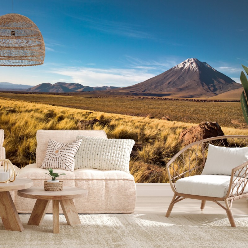 Papier peint panorama du volcan Licancabur dans le désert d'Atacama – Wallnifity®