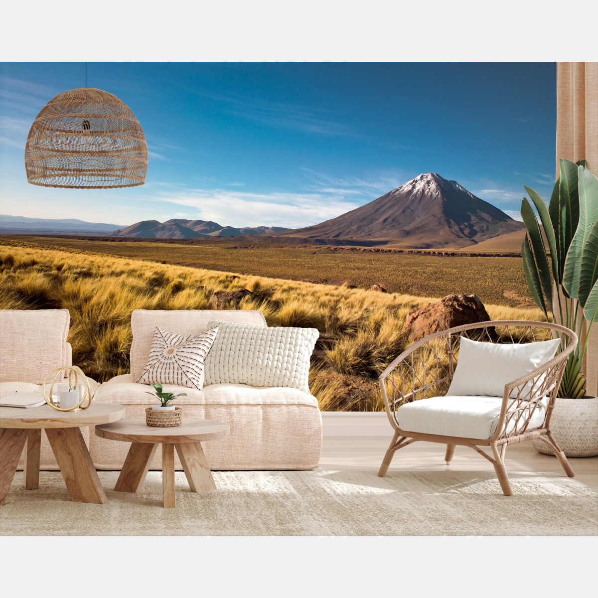 Papier peint panorama du volcan Licancabur dans le désert d'Atacama – Wallnifity®