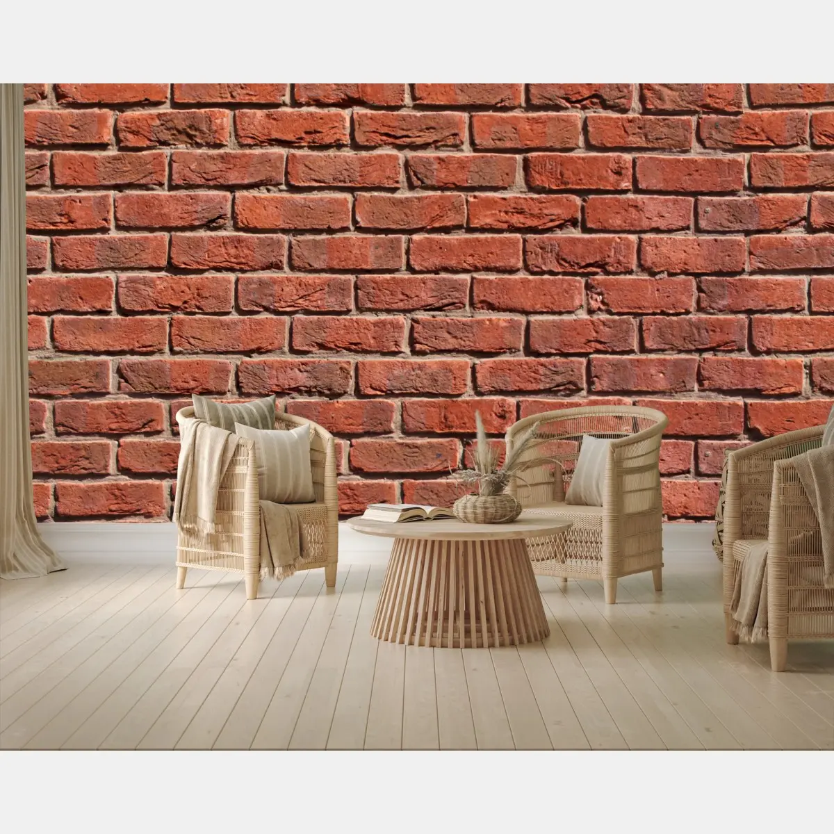 Papier peint mur de briques rouges texturé et répétitif – Wallnifity®