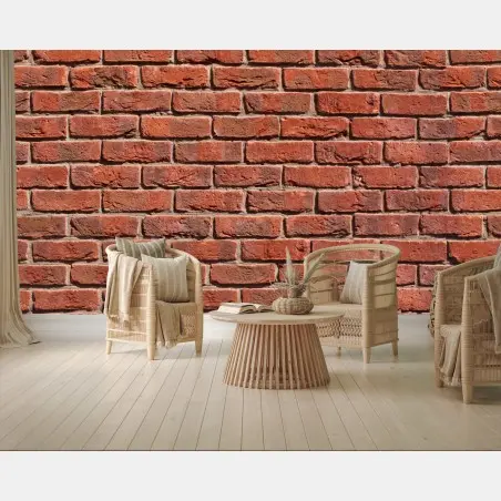 Papier peint mur de briques rouges texturé et répétitif – Wallnifity®