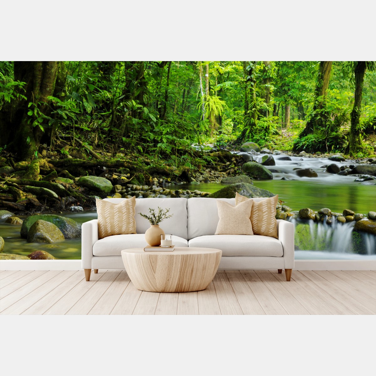 Papier peint rivière paisible en forêt verdoyante – Wallnifity® Papier peint rivière paisible en forêt verdoyante – Wallnifity®