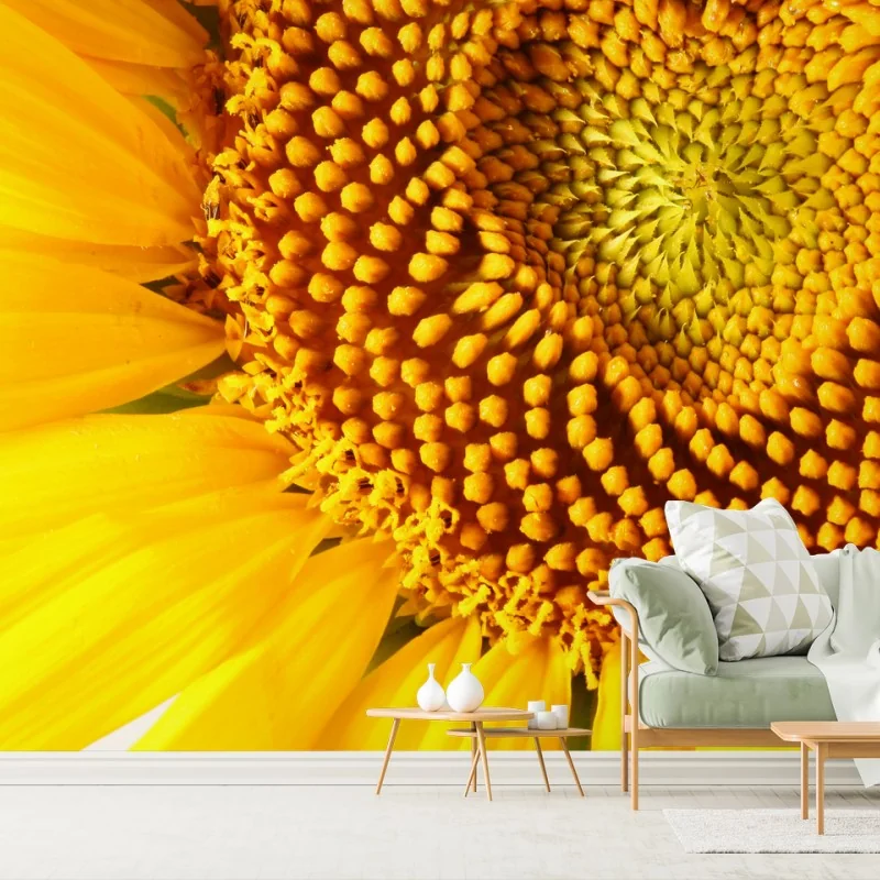 Papier peint coeur de tournesol en gros plan – Wallnifity®