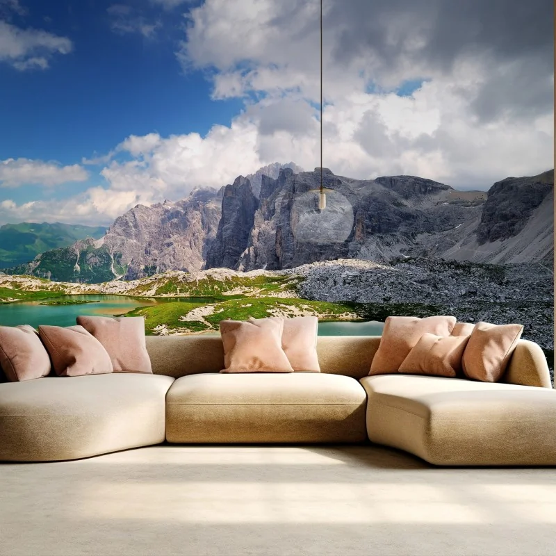 Papier peint paysage alpin aux lacs turquoise et sommets rocheux – Wallnifity®