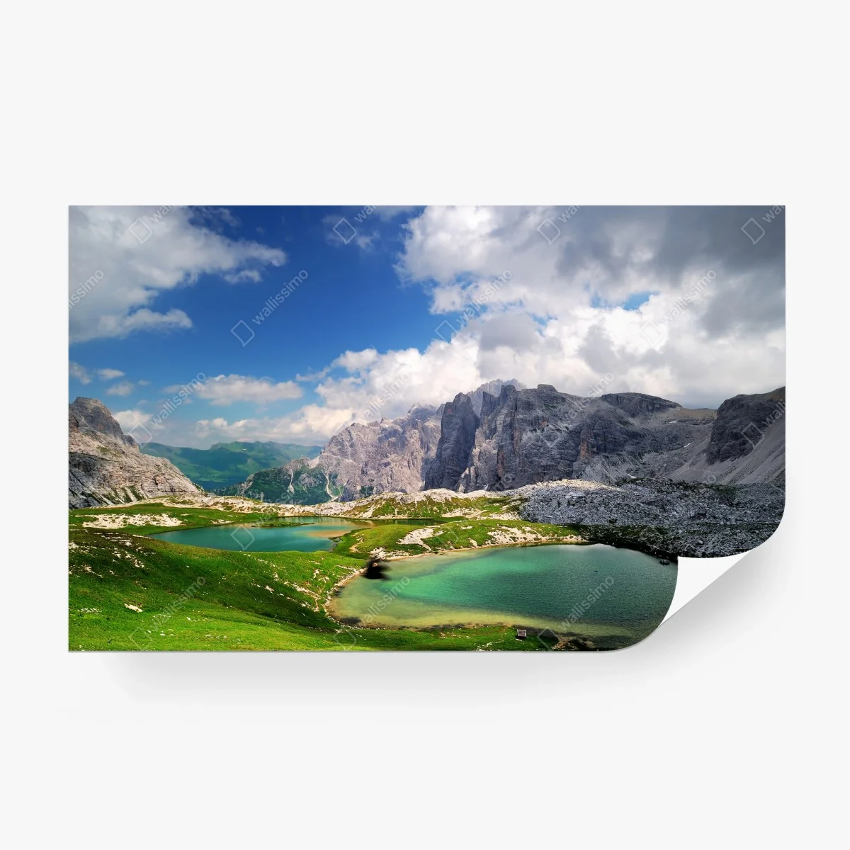 Papier peint paysage alpin aux lacs turquoise et sommets rocheux – Wallnifity®