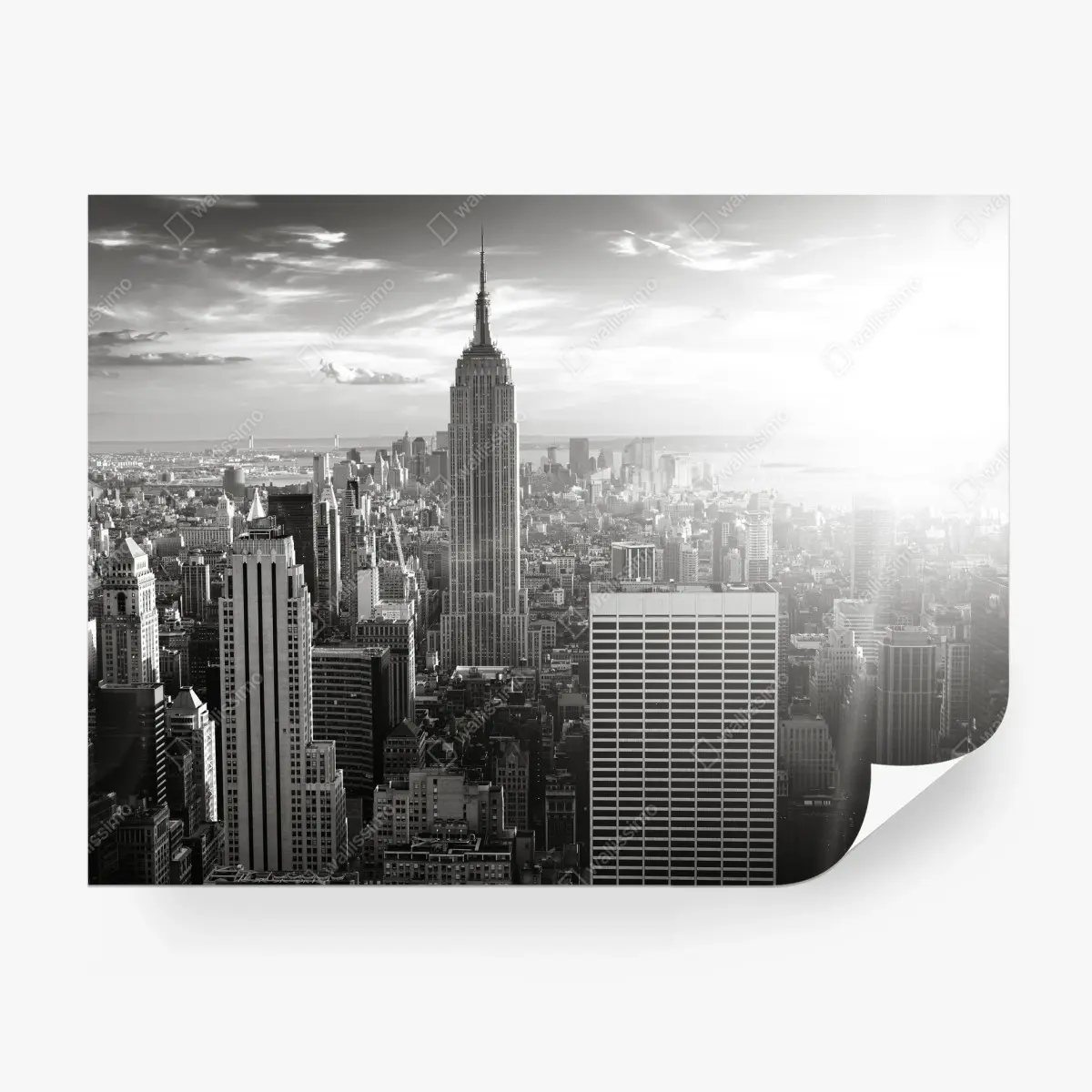 Papier peint panorama urbain de New York en noir et blanc – Wallnifity®