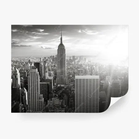 Papier peint panorama urbain de New York en noir et blanc – Wallnifity®
