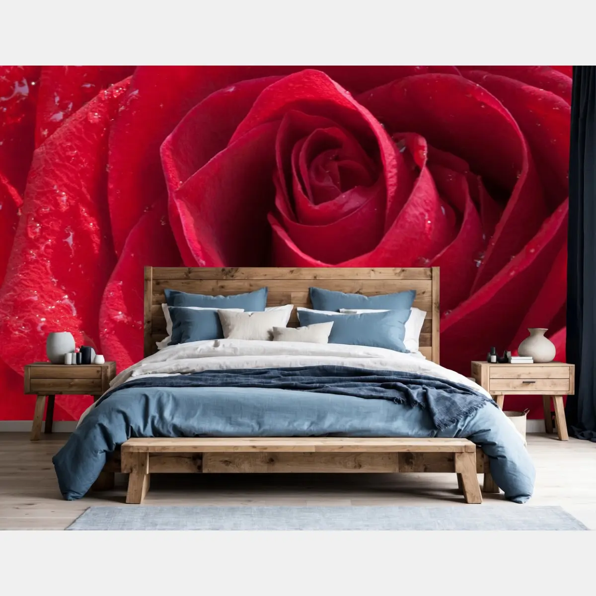 Papier peint rose rouge en gros plan élégance florale – Wallnifity®