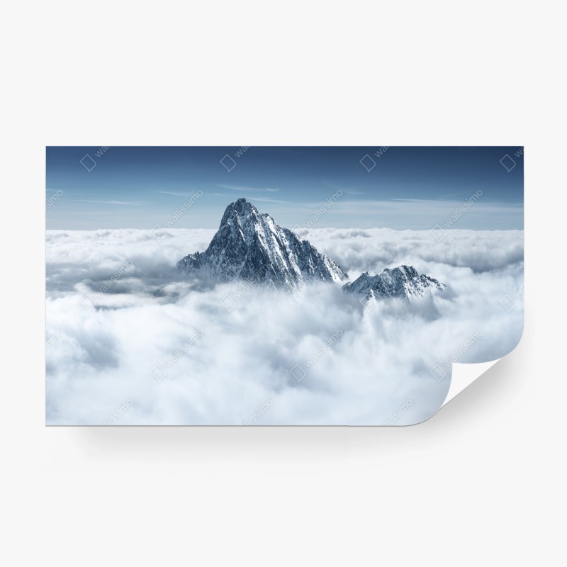 Papier peint sommet enneigé émergeant d'une mer de nuages – Wallnifity® Papier peint sommet enneigé émergeant d'une mer de nuages – Wallnifity®