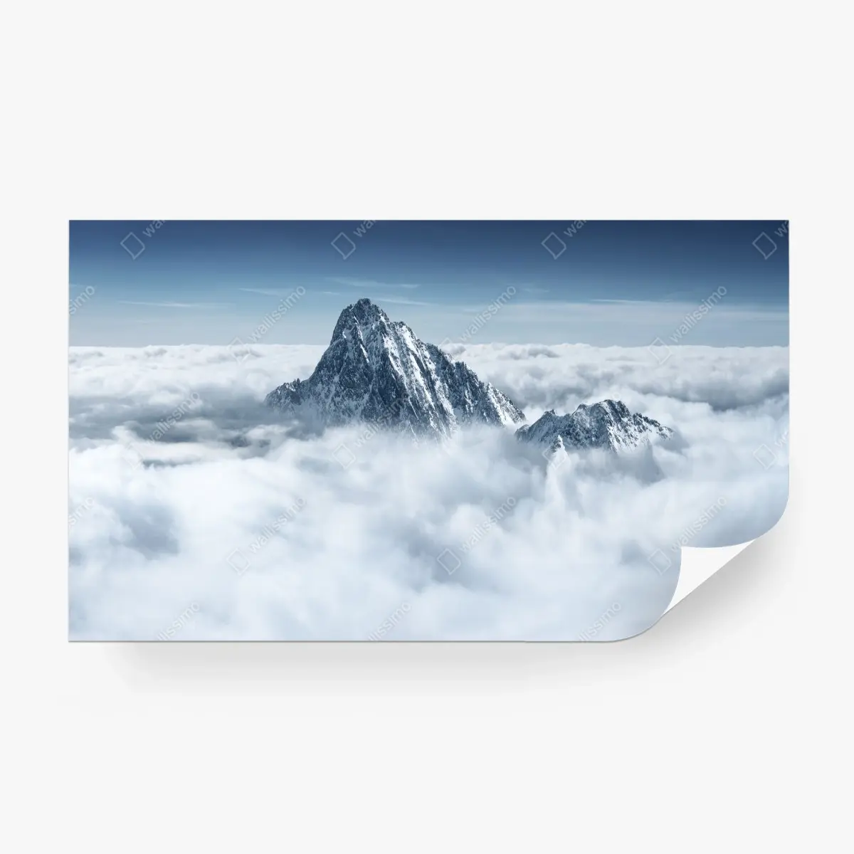 Papier peint sommet enneigé émergeant d'une mer de nuages – Wallnifity®