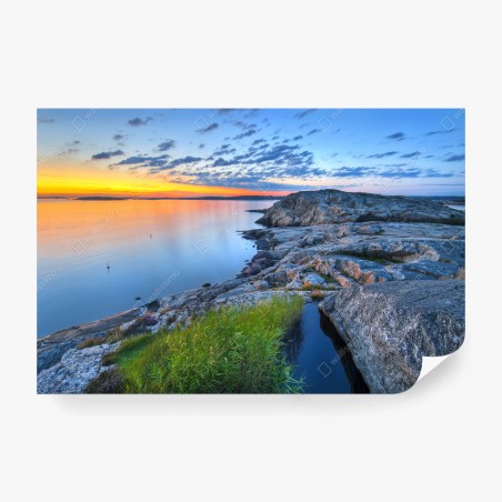 Papier peint crépuscule sur la côte rocheuse – Wallnifity®