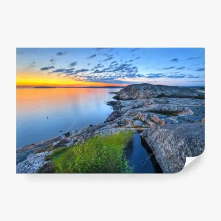 Papier peint crépuscule sur la côte rocheuse – Wallnifity®