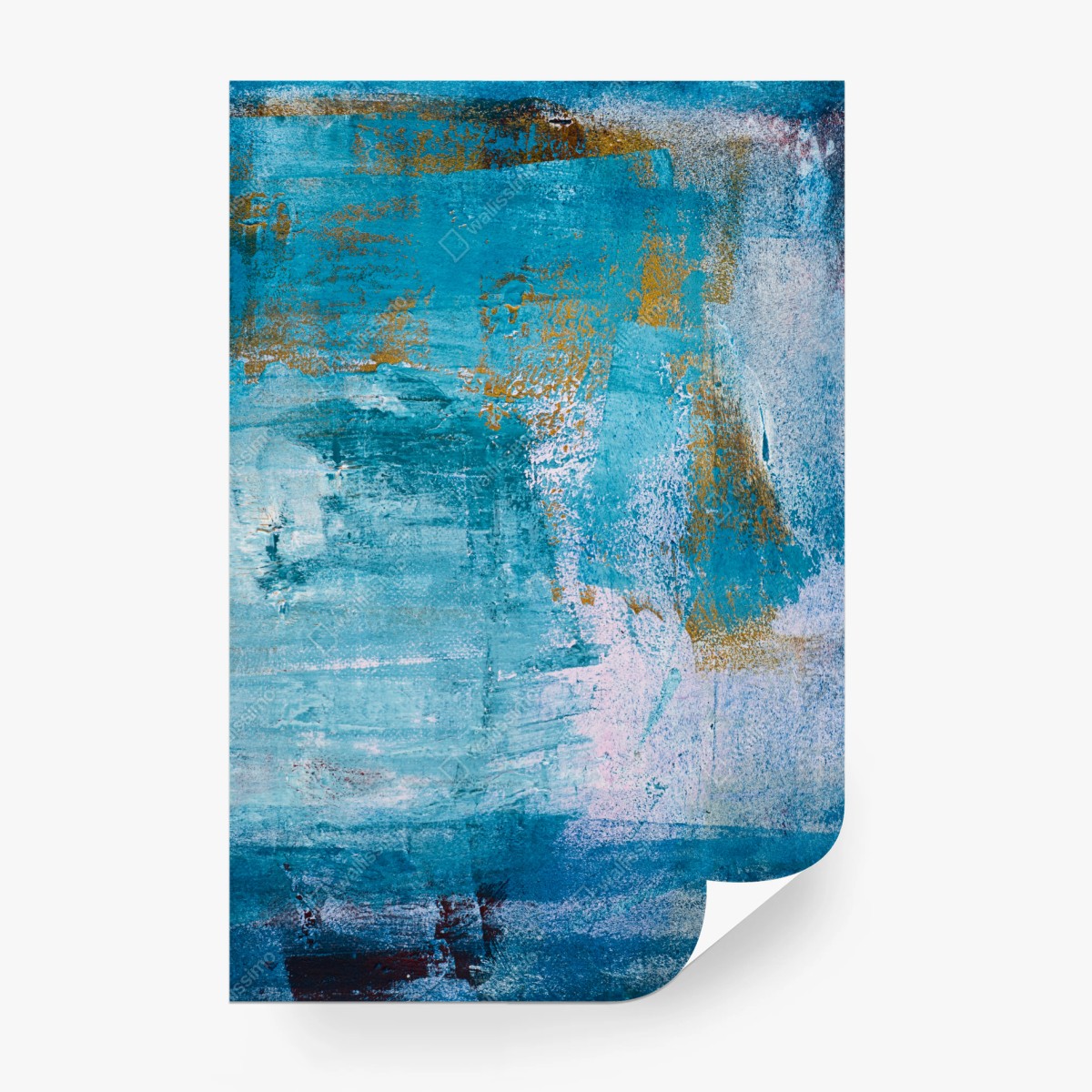 Papier peint abstraction marine turquoise et dorée – Wallnifity®