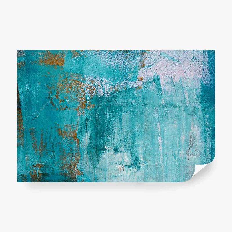 Papier peint vagues turquoises aux touches dorées – Wallnifity® Papier peint vagues turquoises aux touches dorées – Wallnifity®