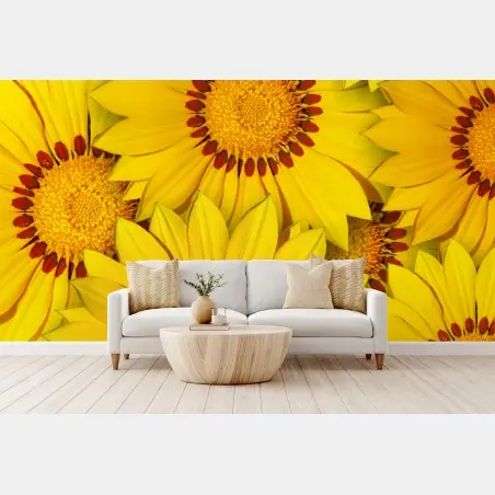 Papier peint éclat floral de tournesols jaunes – Wallnifity®