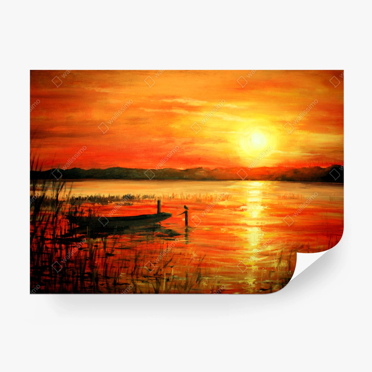 Papier peint coucher de soleil sur le lac enflammé – Wallnifity®
