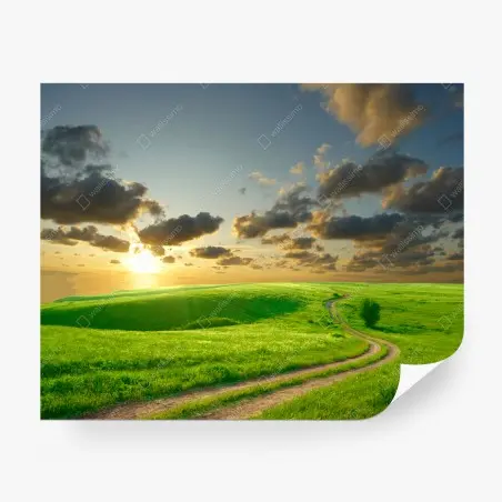 Papier peint paysage champêtre au soleil couchant – Wallnifity®