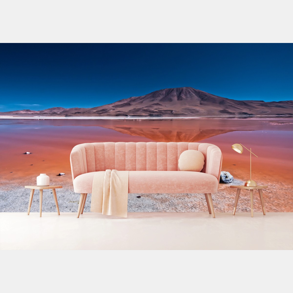 Papier peint reflet montagneux sur lac rouge – Wallnifity®