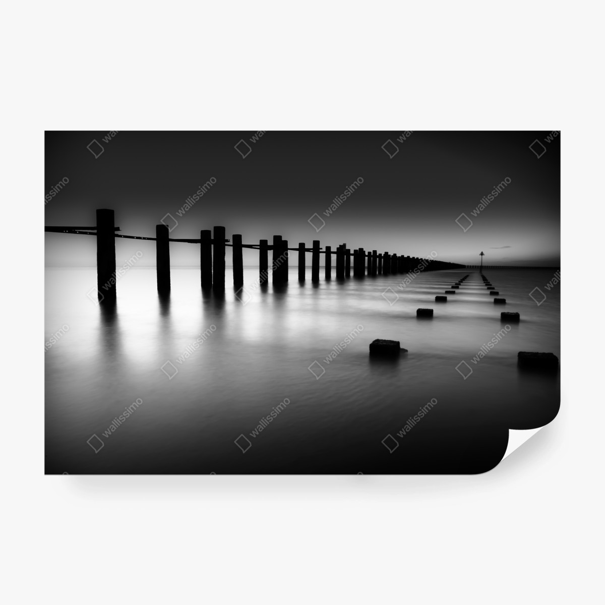 Papier peint silhouette de pilotis marins en noir et blanc – Wallnifity® Papier peint silhouette de pilotis marins en noir et blanc – Wallnifity®
