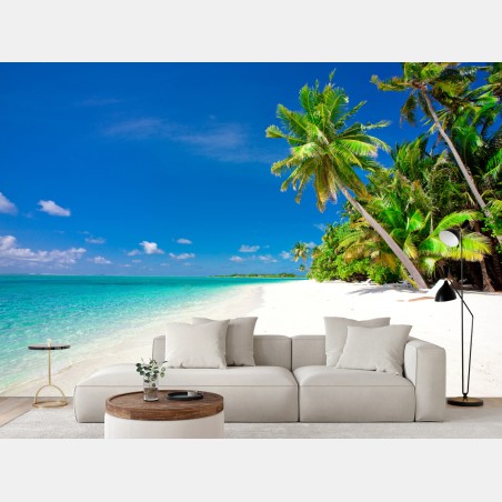 Papier peint plage paradisiaque aux eaux turquoise – Wallnifity®