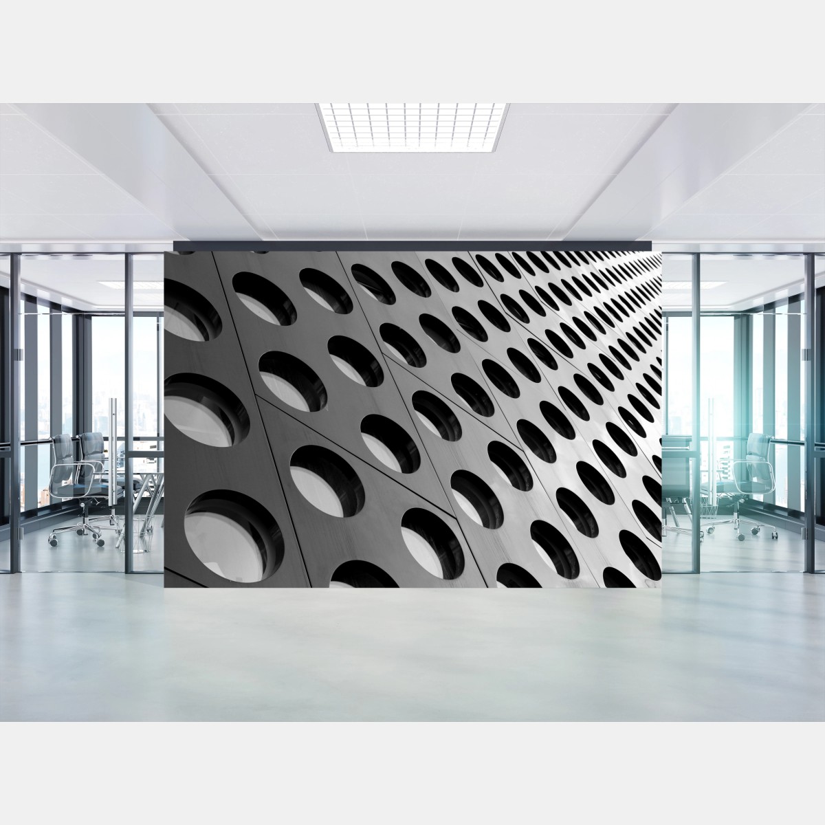 Papier peint motif architectural géométrique en noir et blanc – Wallnifity®