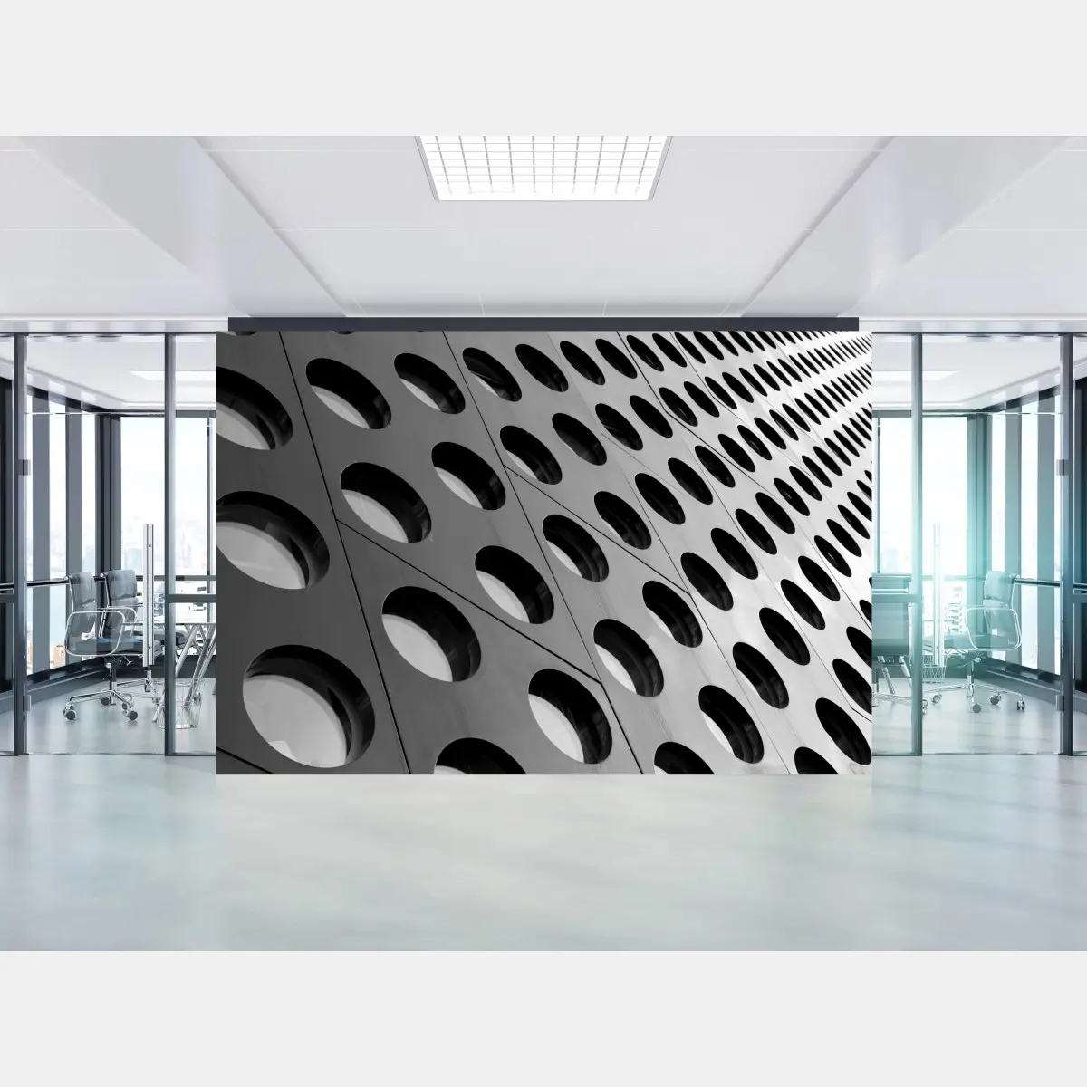 Papier peint motif architectural géométrique en noir et blanc – Wallnifity®