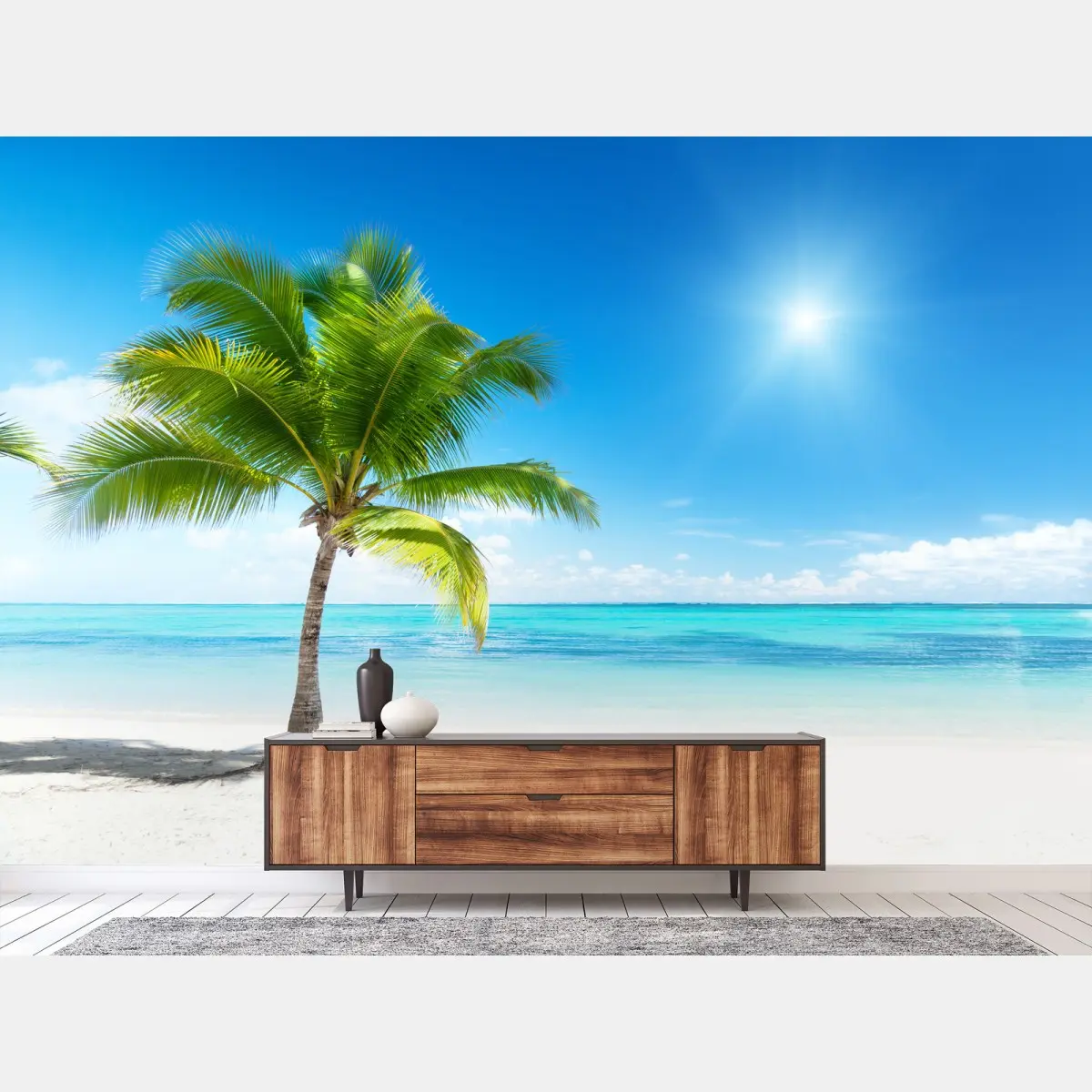 Papier peint palmier sur plage tropicale – Wallnifity®