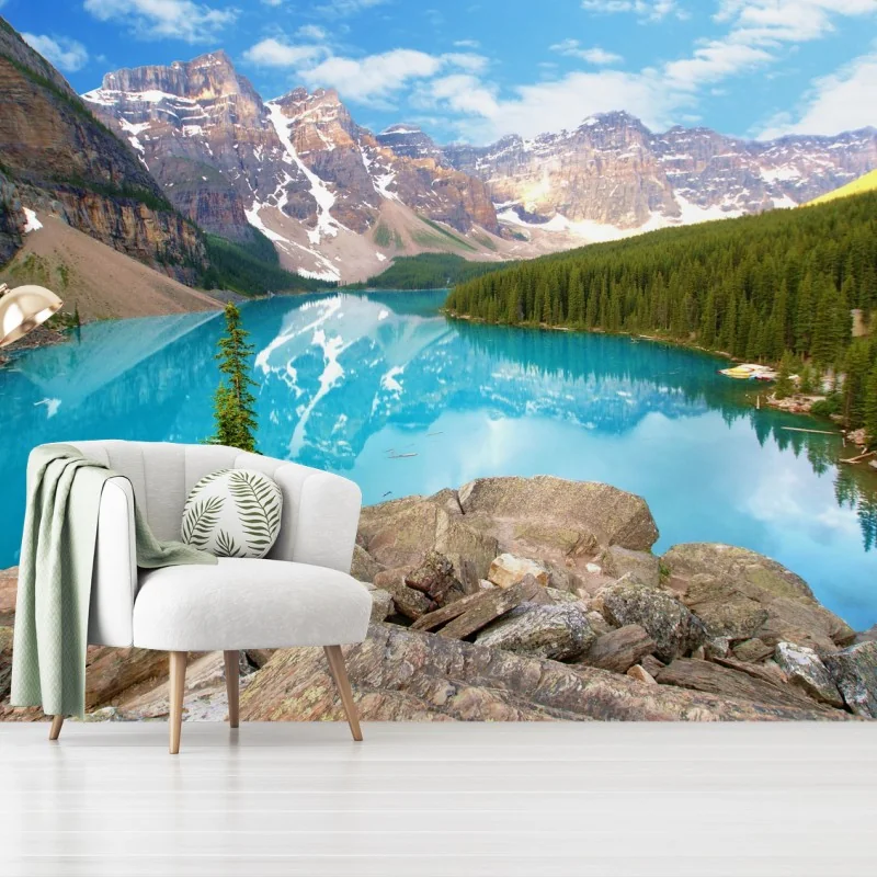 Papier peint reflet turquoise des montagnes – Wallnifity® Papier peint reflet turquoise des montagnes – Wallnifity®