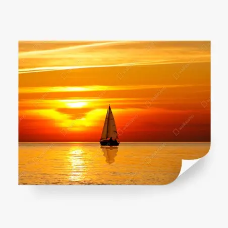 Papier peint voilier au coucher de soleil sur la mer calme – Wallnifity®