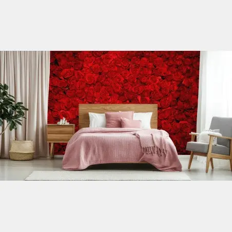 Papier peint mur floral de roses rouges – Wallnifity®