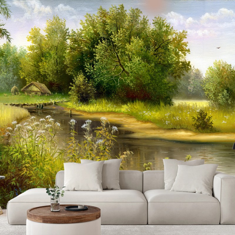 Papier peint refuge estival au bord du lac – Wallnifity® Papier peint refuge estival au bord du lac – Wallnifity®