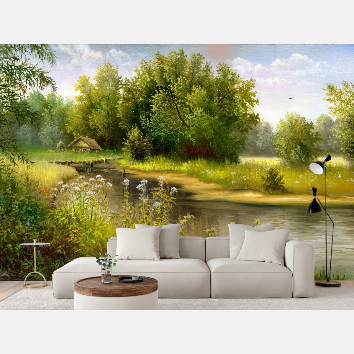 Papier peint refuge estival au bord du lac – Wallnifity® Papier peint refuge estival au bord du lac – Wallnifity®