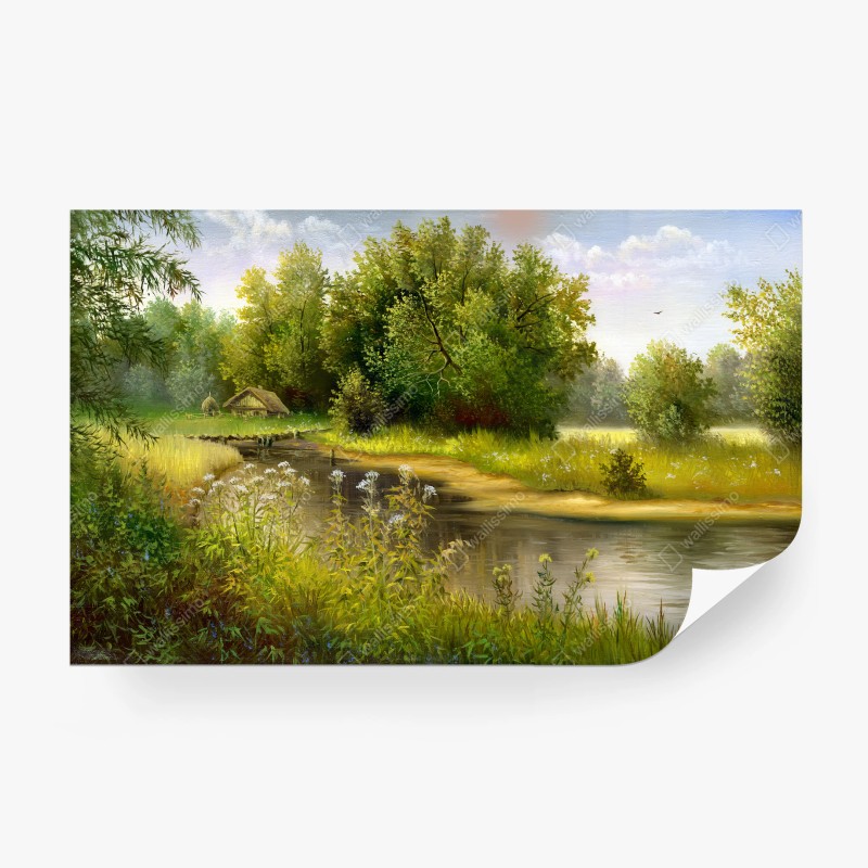 Papier peint refuge estival au bord du lac – Wallnifity® Papier peint refuge estival au bord du lac – Wallnifity®
