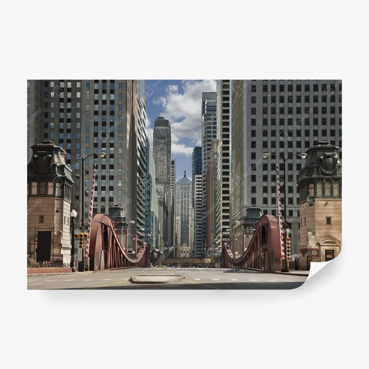 Papier peint panorama urbain — pont et gratte-ciels de Chicago – Wallnifity®
