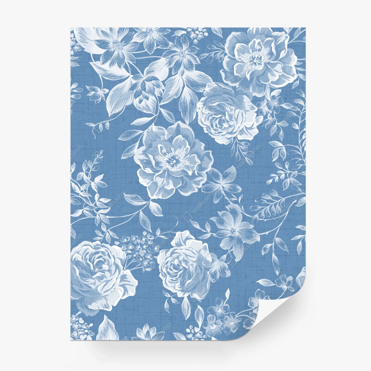 Papier peint motif floral bleu vintage élégant – Wallnifity®