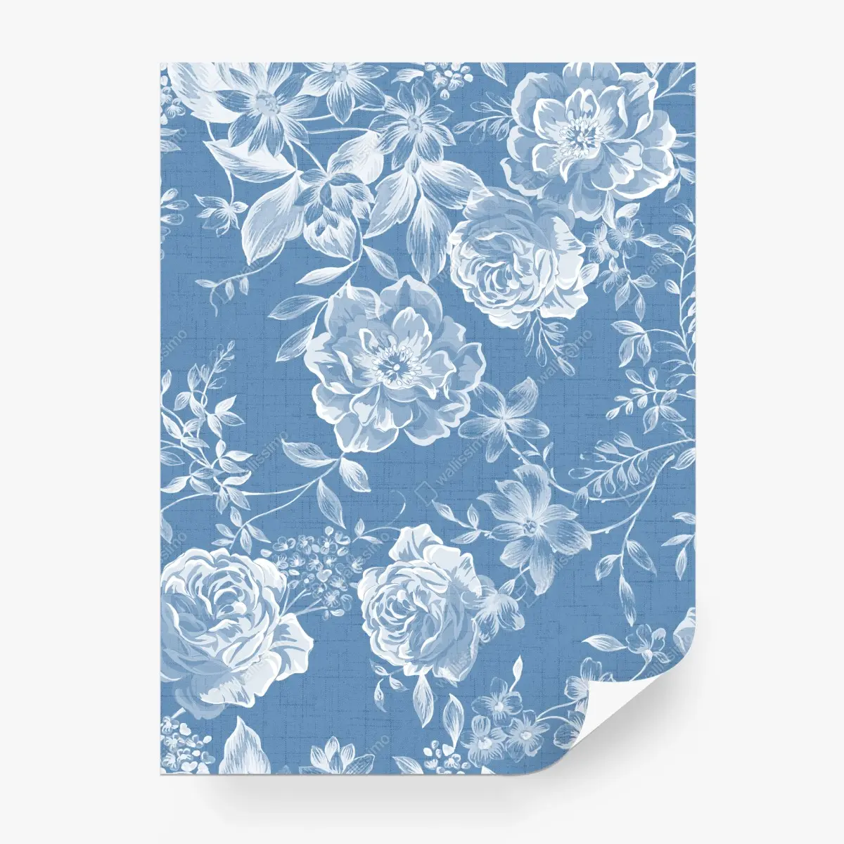 Papier peint motif floral bleu vintage élégant – Wallnifity®