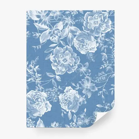 Papier peint motif floral bleu vintage élégant – Wallnifity®