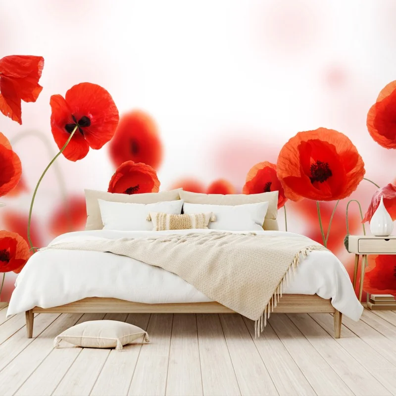 Papier peint coquelicots rouges sur fond lumineux – Wallnifity® Papier peint coquelicots rouges sur fond lumineux – Wallnifity®