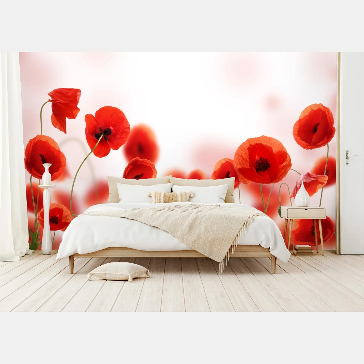 Papier peint coquelicots rouges sur fond lumineux – Wallnifity® Papier peint coquelicots rouges sur fond lumineux – Wallnifity®