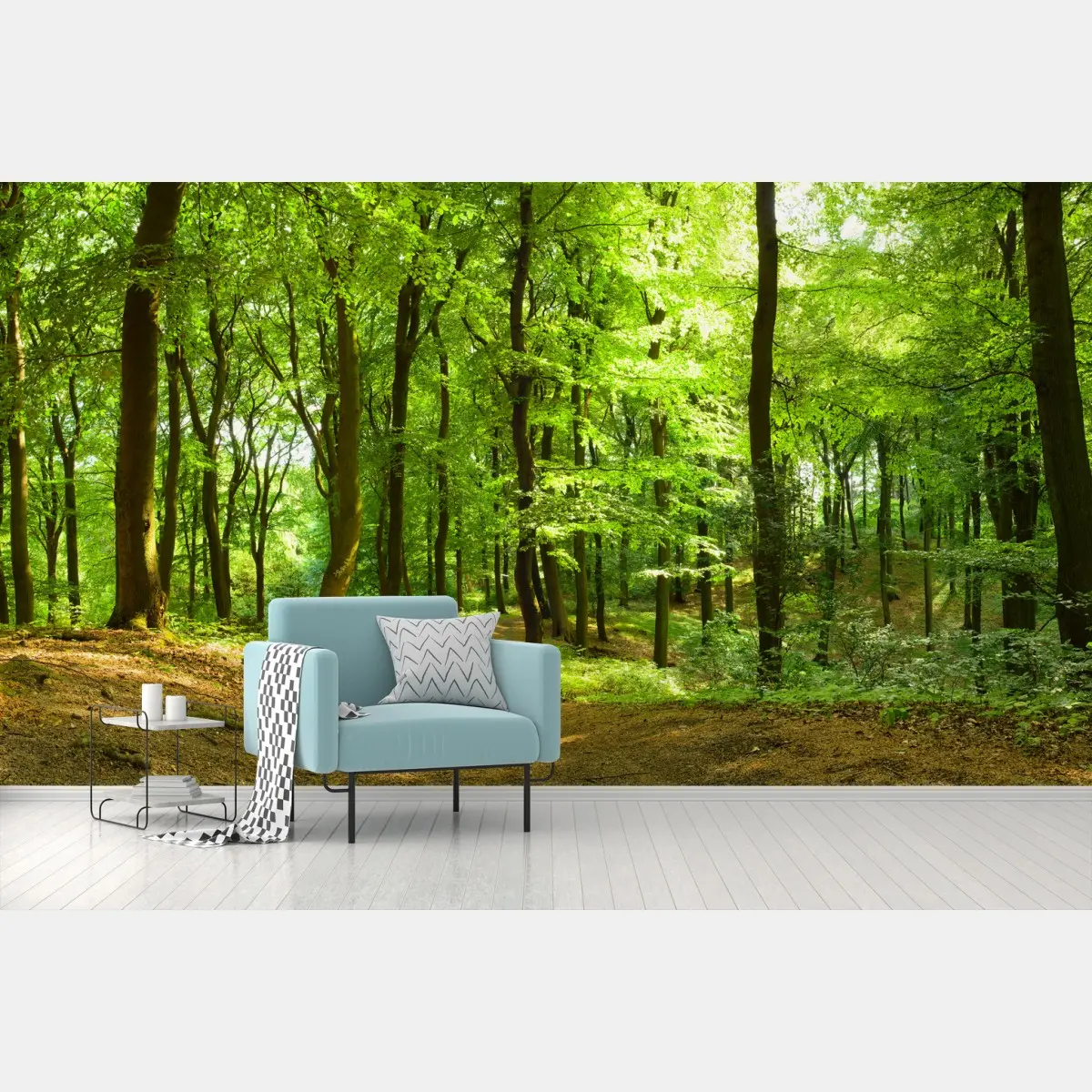 Papier peint forêt verdoyante au soleil – Wallnifity®
